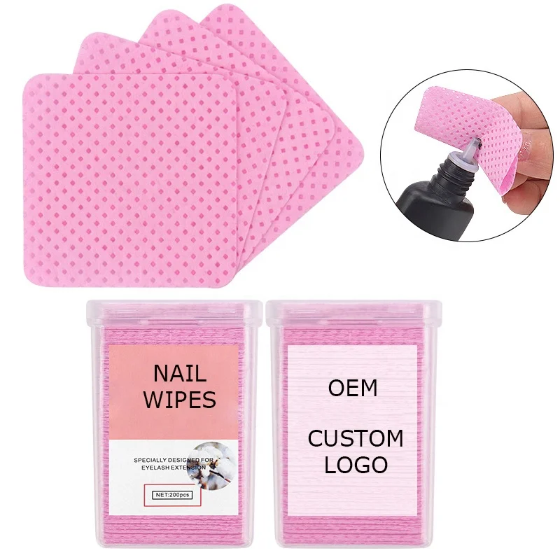 

200Pcs/Box Lint Free Wipes Nail Art Gel Polish Remover Cotton Pads Nail Wipe Cleaner Nail Polish Removal Pads, Picture