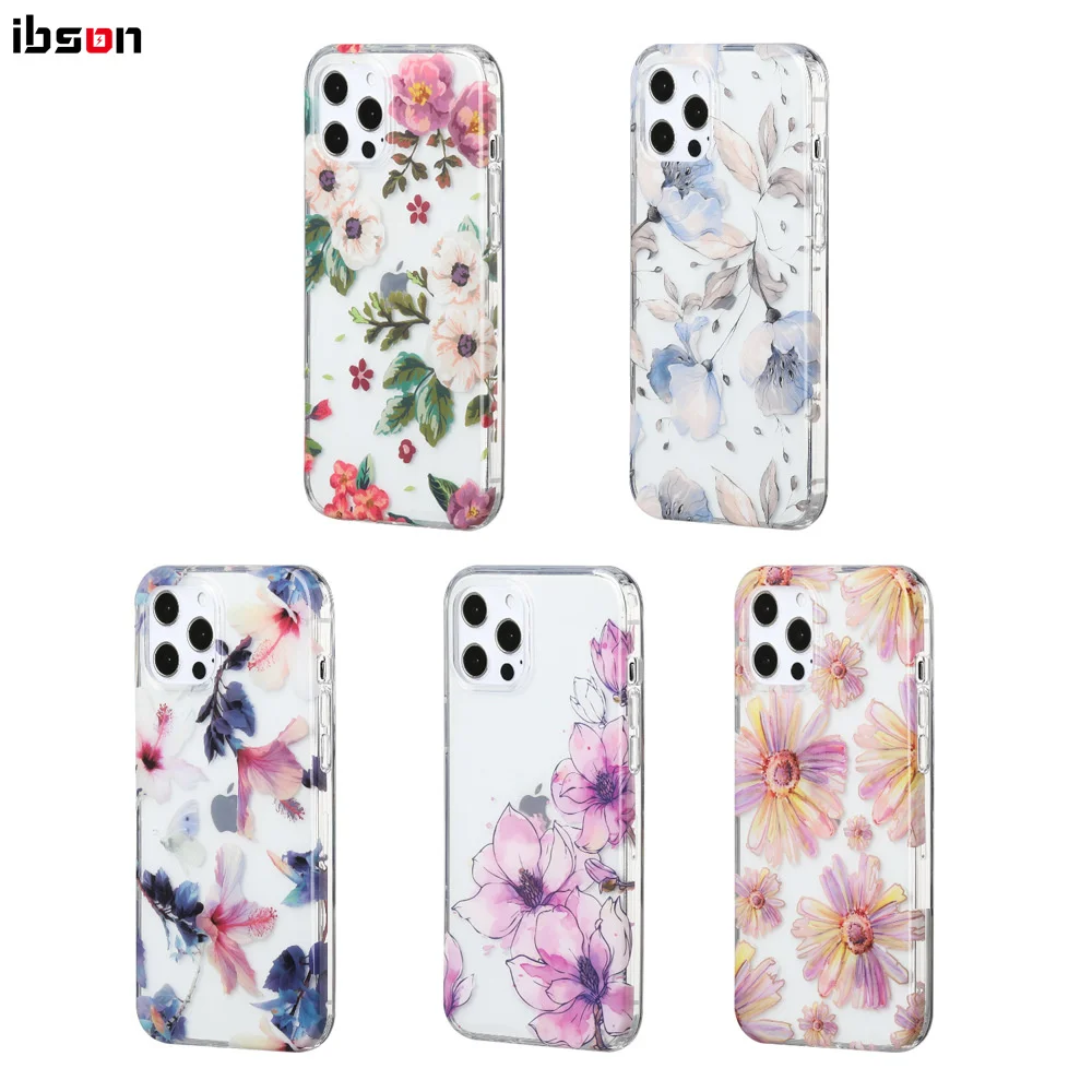 

Clear Shockproof Women Girls Beautiful Flower IMD TPU Soft Cell Phone Cases for iPhone 12 11 Pro Max XR XS, Colors