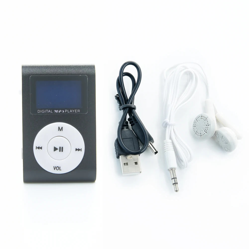 

Wholesale price 2020 Metal small Mini Clip usb MP3 music Player With lcd screen and headphones