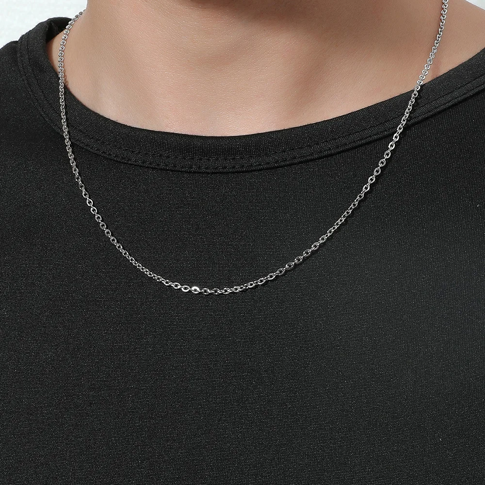 

HPXmas Simple Fashion Silver Plated Titanium Steel Hoodie Link Chain Necklace Stainless Steel Clavicle Necklace for Men Unisex