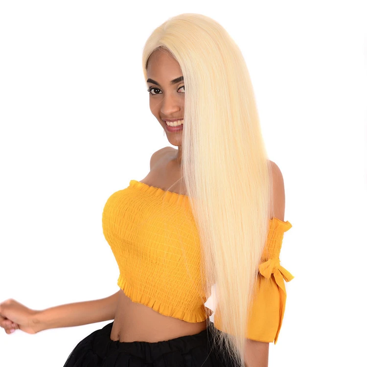 

Top Quality Natural Hairline Baby Hair Glueless Blonde Color 613 Lace Front Human Hair Wigs/Full Lace Wig