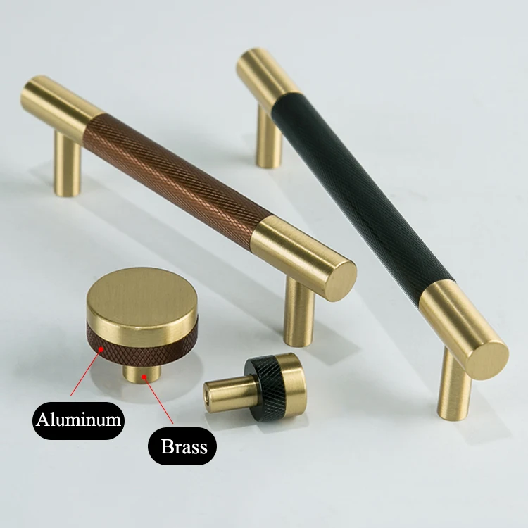 

Aluminum Brass/Knurled/Textured modern kitchen cabinet knobs and handles Drawer Pulls Bedroom Knobs T Bar /long handle C-2625, Brown red/bright black