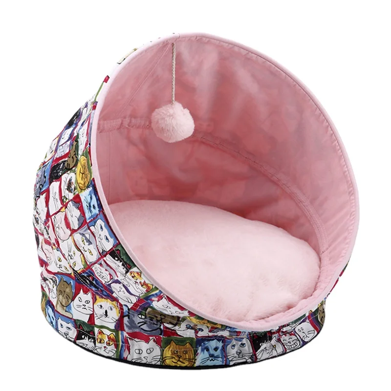 

Pet Factory direct pet supplies wholesale folding cat house cat litter dog kennel pet bed, Pink, blue, graffiti pink, graffiti blue