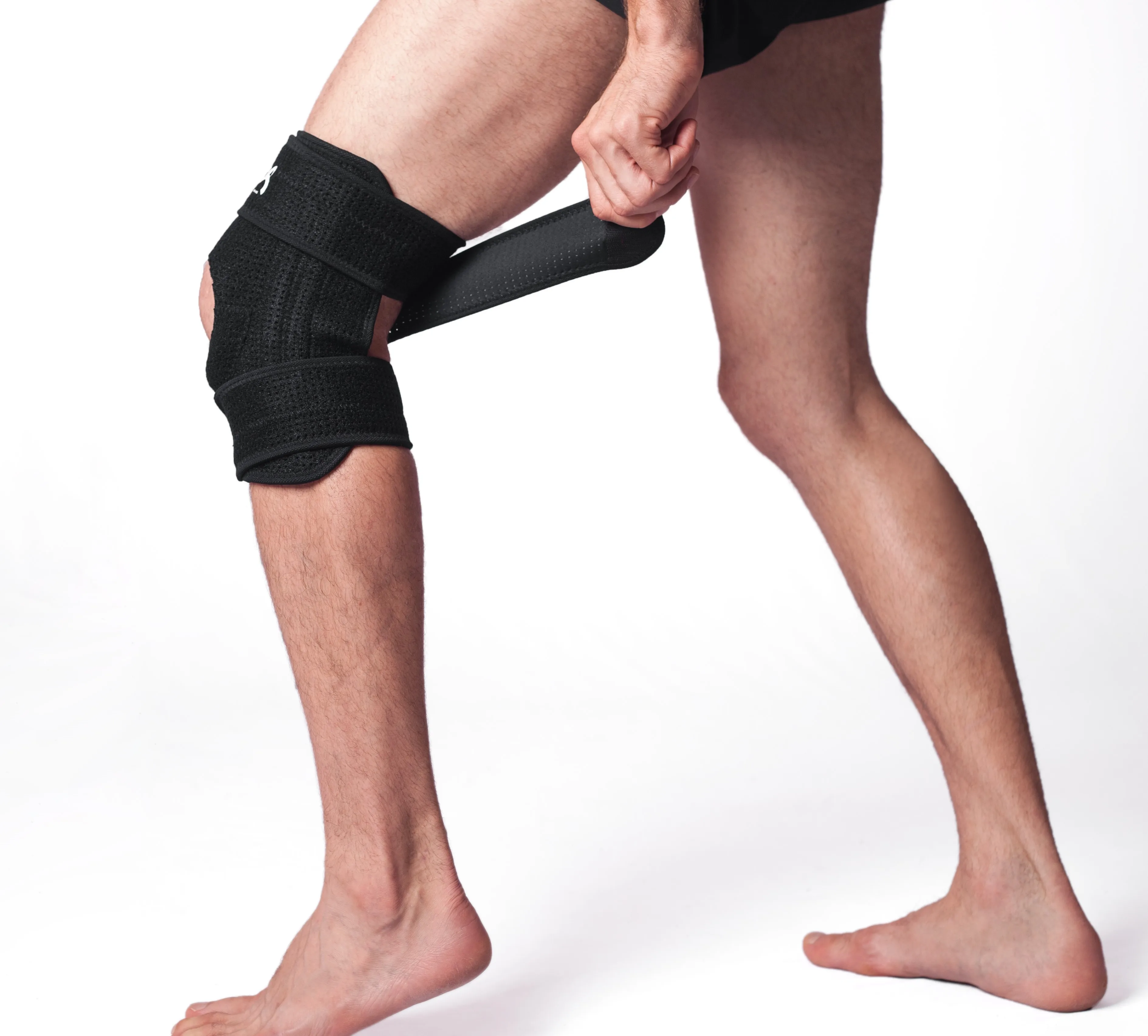 

Custom Adjustable Knee Compression Brace support with Side Stabilizers & Patella Gel Pads, Black