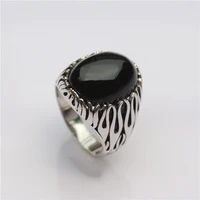 

925 sterling silver Punk Rock agate stone ring silver men ring wholesale