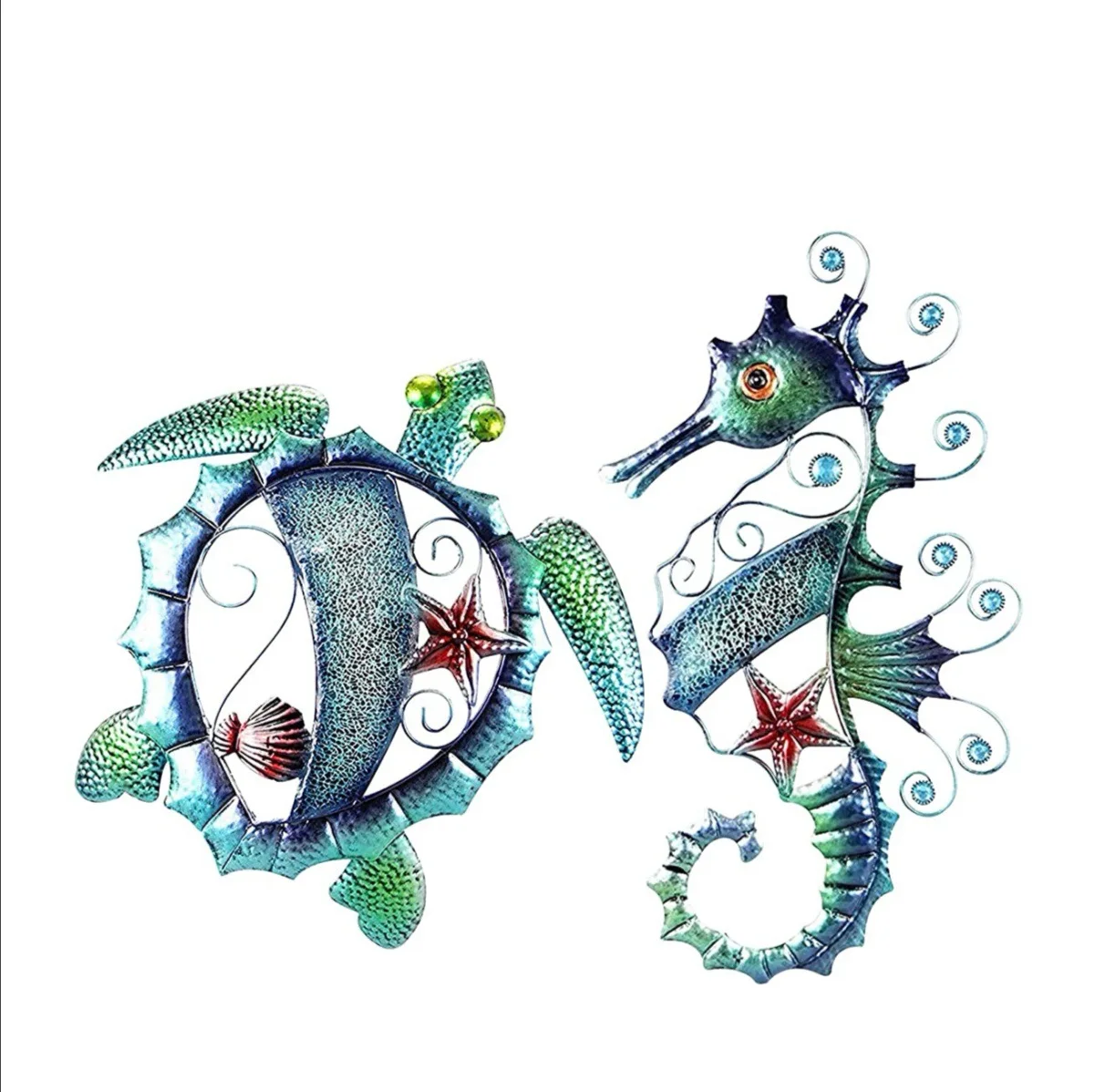 

Amazon American-style Creative Metal Wall Decoration Turtle Sea Horse Metal Wall Hanging Decoration