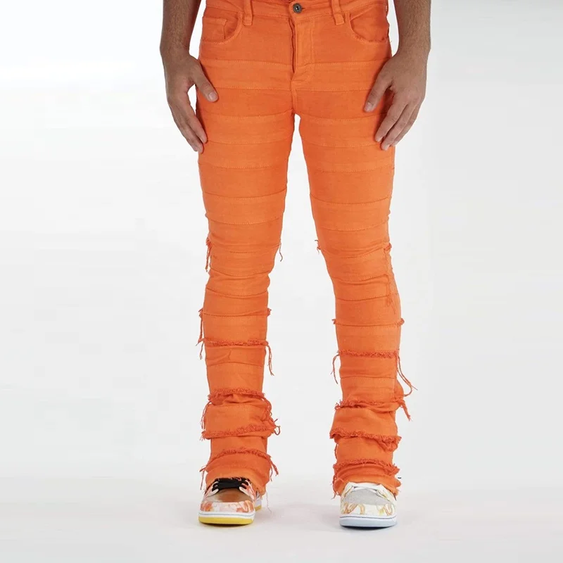 

Men Stacked Sweatpants Man Stacked Pant With Custom Logo Printing Street
