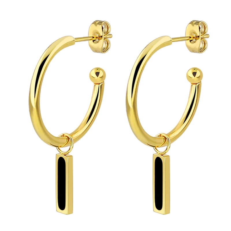 

drop double c hoop earrings stud earrings gold filled titanium steel ladies, Golden