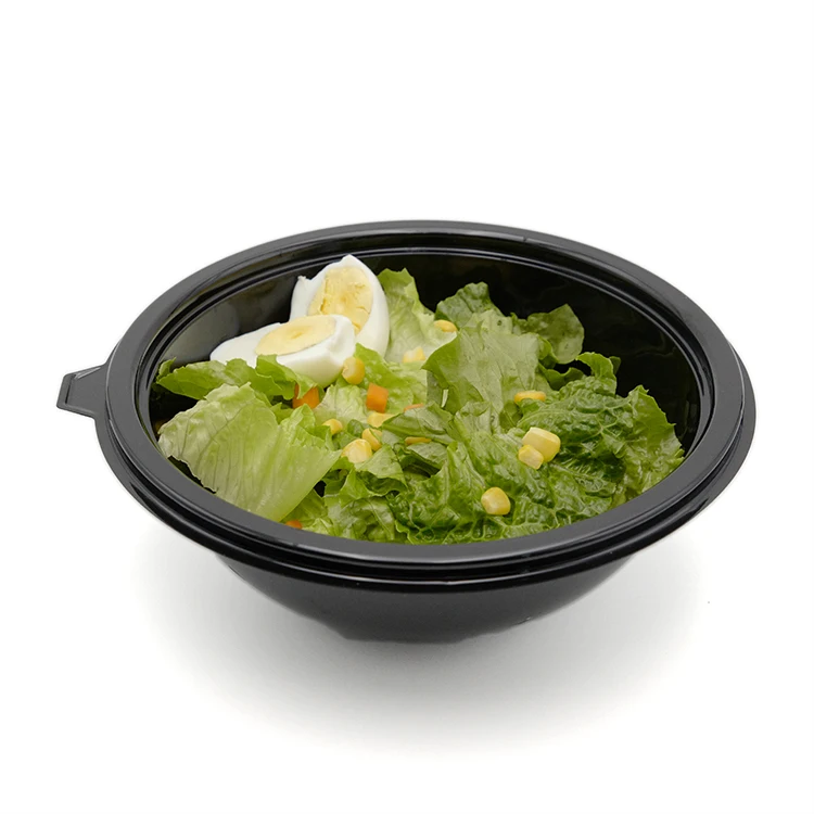 

Chinese Factory 48oz Disposable Black Food Grade Plastic Pet Bowl With Lid