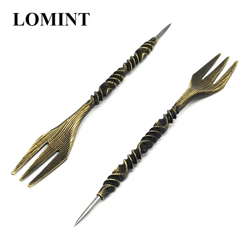 

LOMINT Retro Design Hookah Fork With Pecker Aluminum Foil Hole Puncher Two in One Shisha Needle Tool Chicha Narguile Accessories, Retro many colors