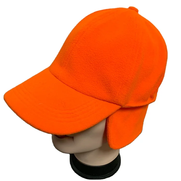 blaze orange cap with ear flaps