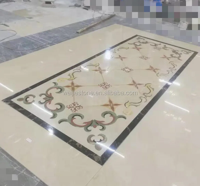 Modern Waterjet Marble Flooring Design Tiles For Dubai Villa Foyer