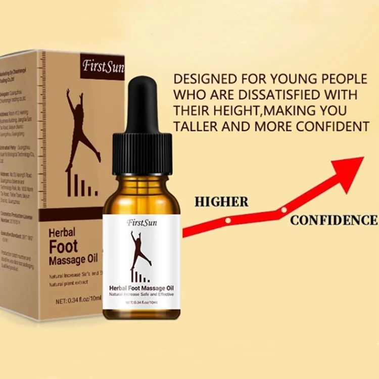 

Herbal Growth Boosting Height Increasing Essential Oil Natural Bone Grow Taller Foot Massage Oil, Yellow shade