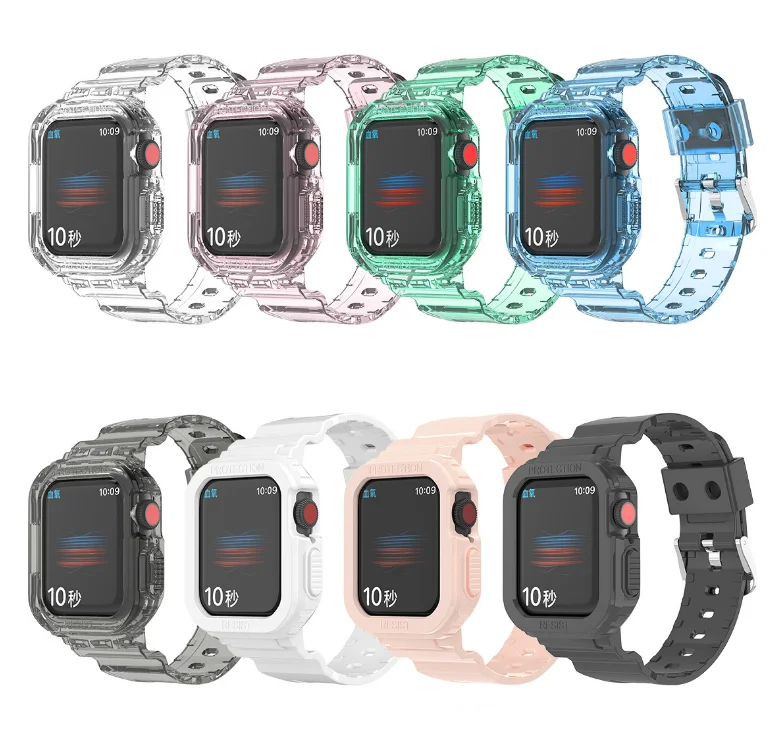 

Hot Sale Tpu Transparent Wristband Protective Case Sport Loop For Apple Watch Band