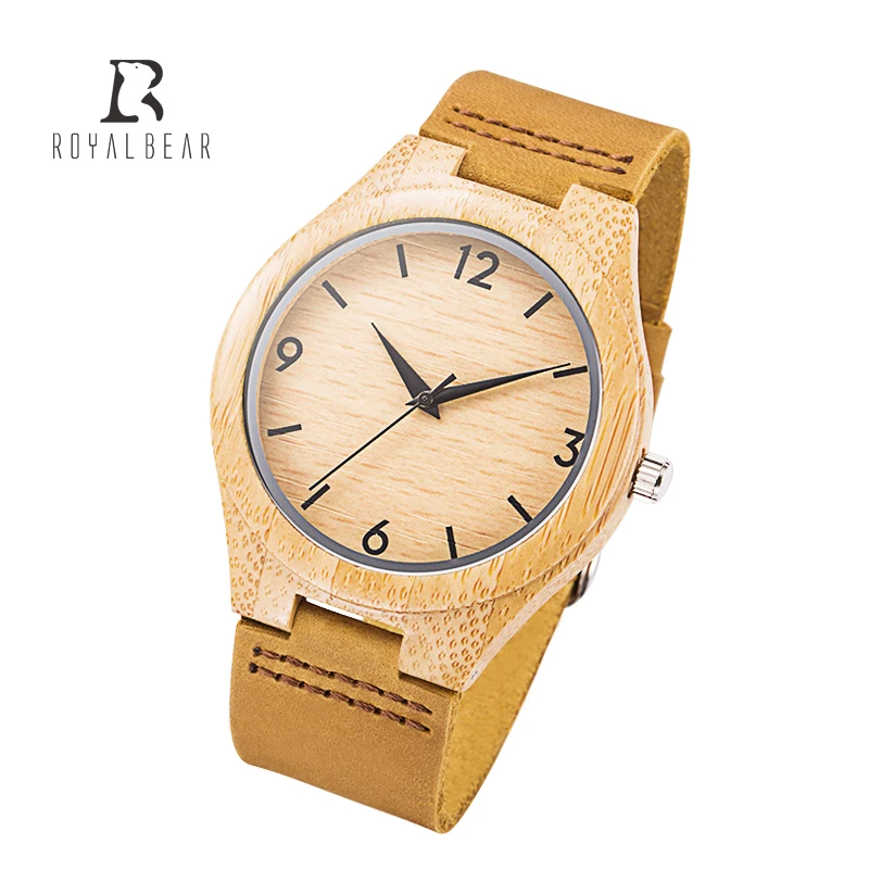 

Leather strap Bamboo Watches Men's Clock Fashion Wood Men OEM Salog Relogio Masculino Reloj