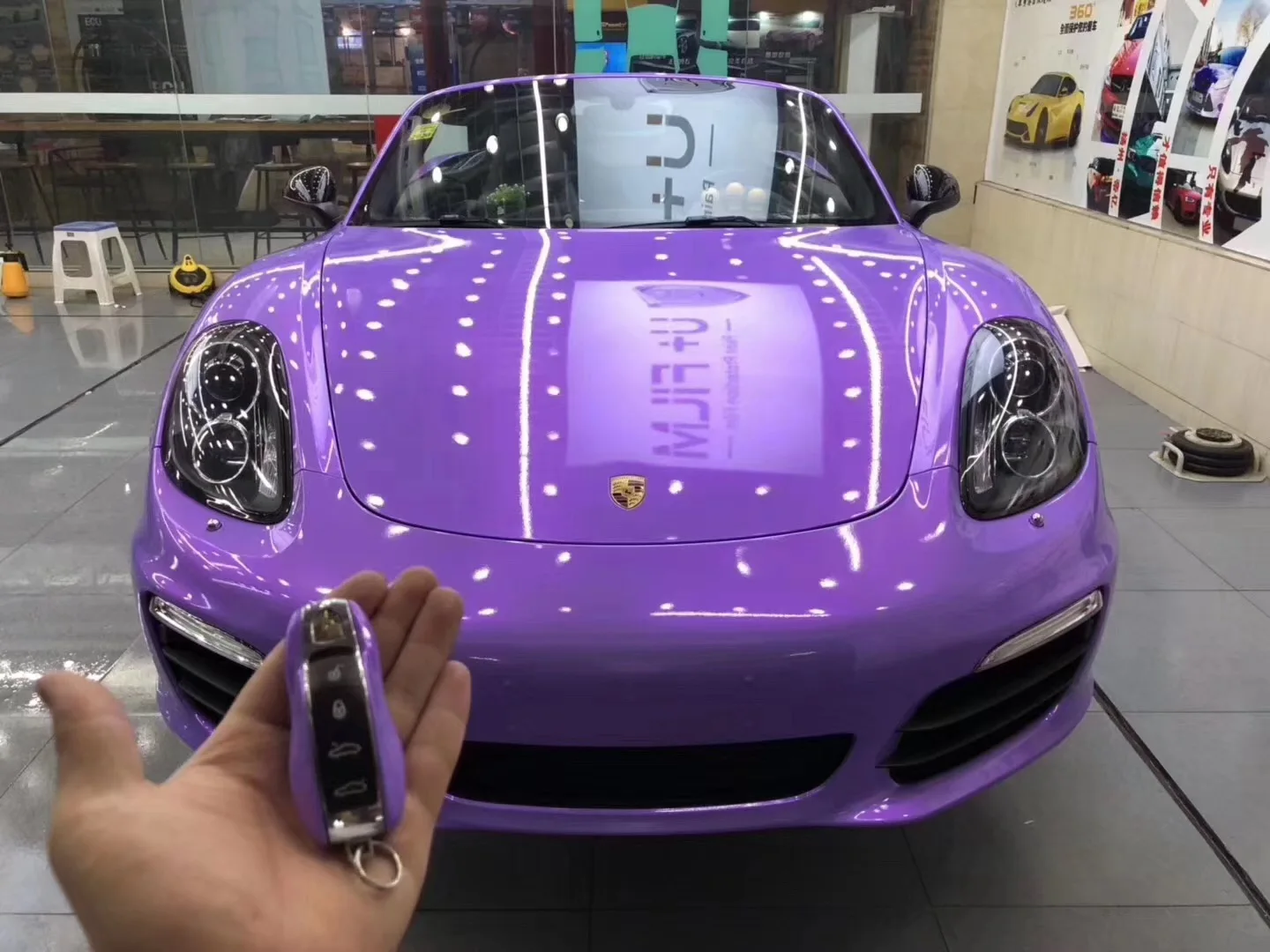 高光泽魔术双色石紫色彩色pvc自粘汽车转弯包裹汽车乙烯基包装膜