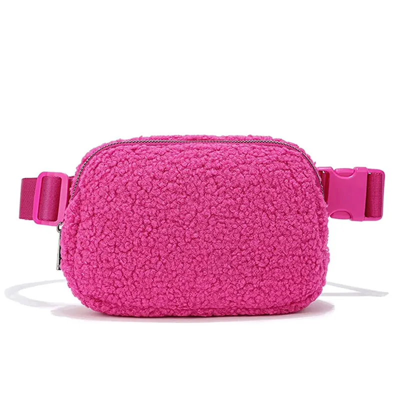 

New Fashion Women Sherpa Cute Belt Sport Bag for Girls berber Fleece Fanny Pack Waist Bag Purse for Women Chest Crossbody Bag