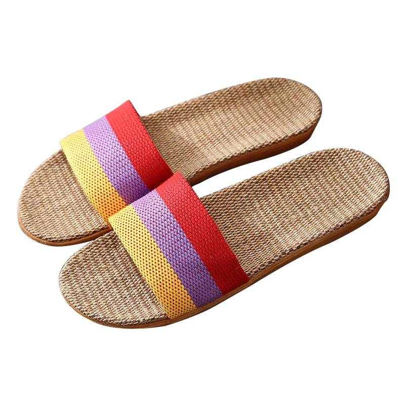 

Low price womens slippers 100 % pure linen woven beach slippers for ladies, Picture