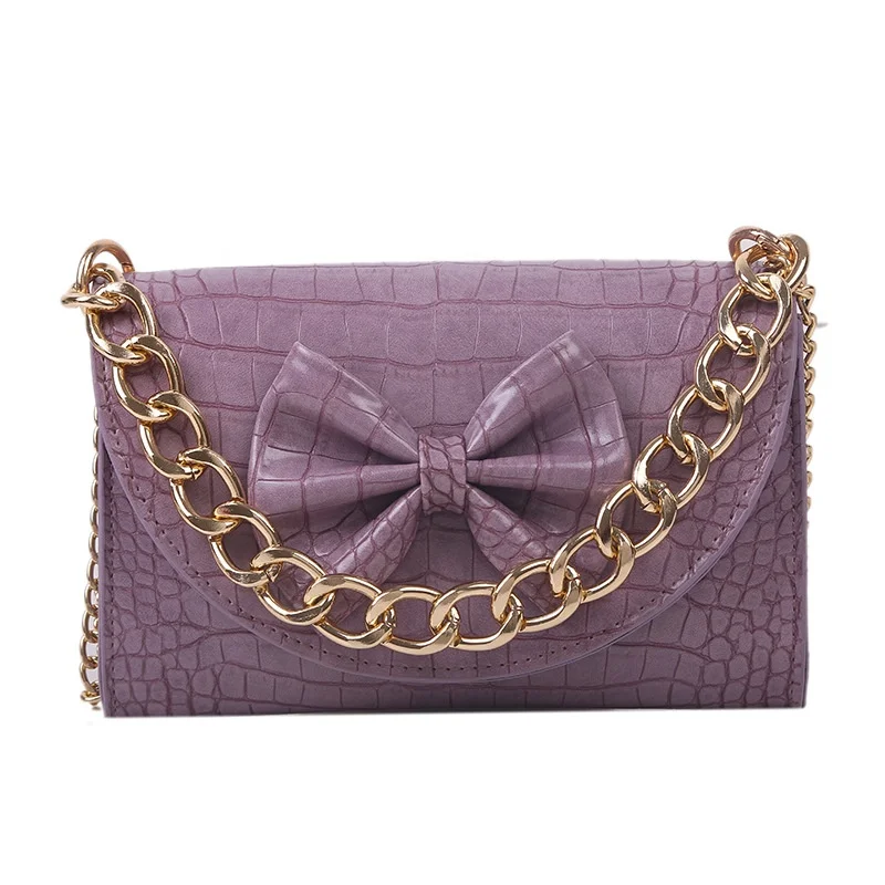 

PU chain stone pattern diagonal bag female bowknot fashion temperament shoulder bag