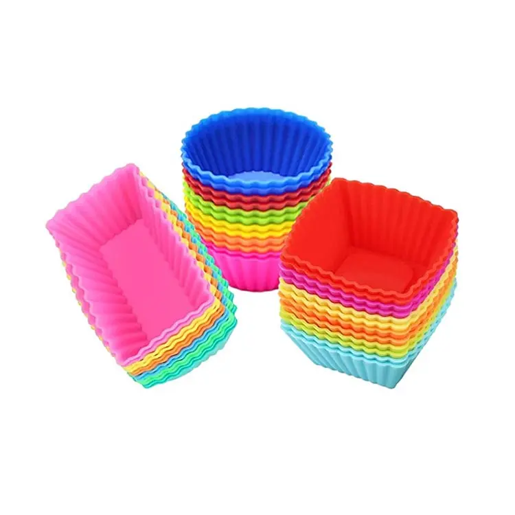 

BPA Free Reusable Non-Stick Cake Molds Sets Silicone Cupcake Muffin Baking Cups, Customized color