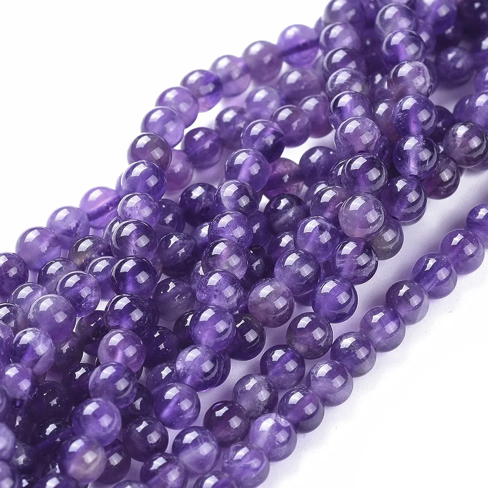 

PandaHall 4 mm Round Natural Amethyst Beads Strands