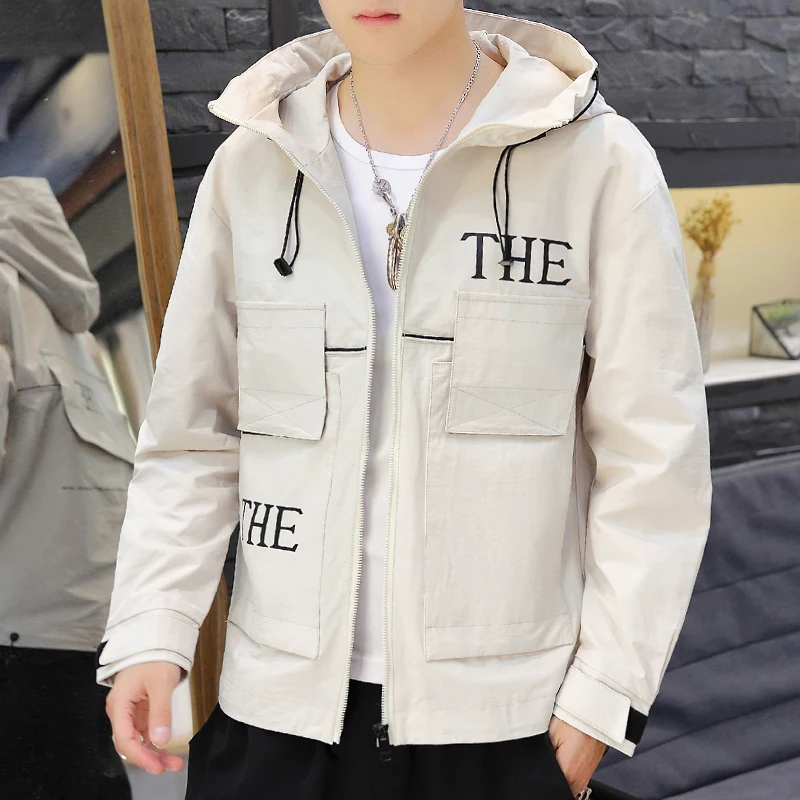 

Workwear Jacket Men Spring And Autumn New Handsome Trend Fashion Wild Casual Hooded Thin Jacket