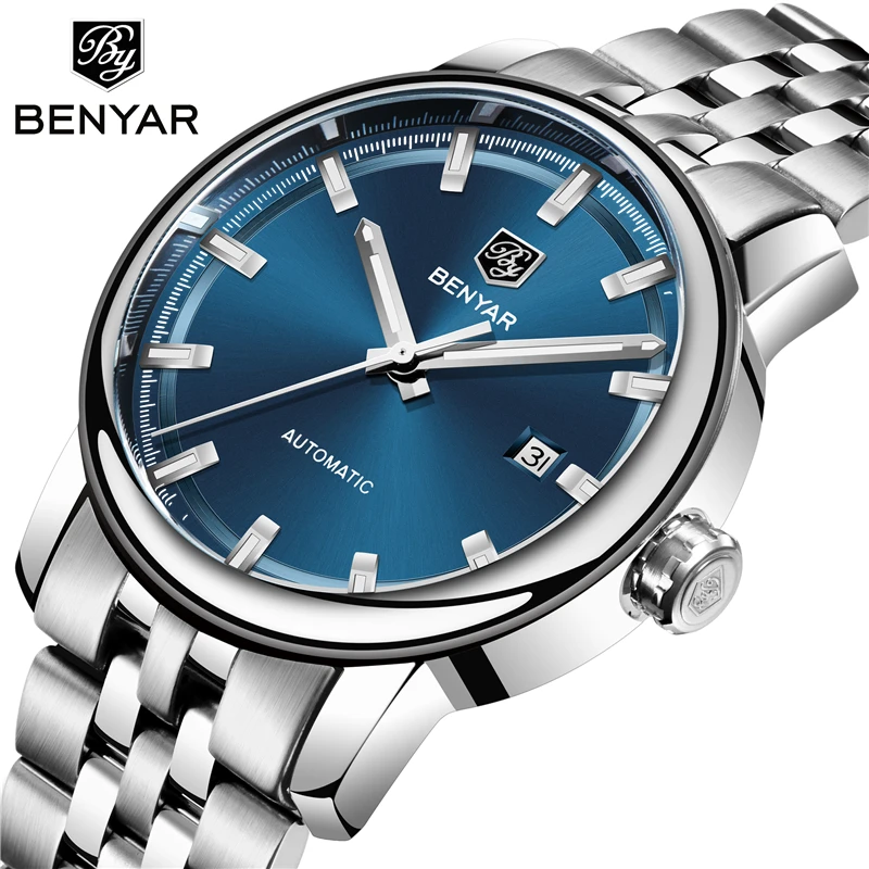 

Benyar BY-5144 Business Men Mechanical Wristwatch Automatic Analog Luxury Stainless Steel Man Private Label Watch