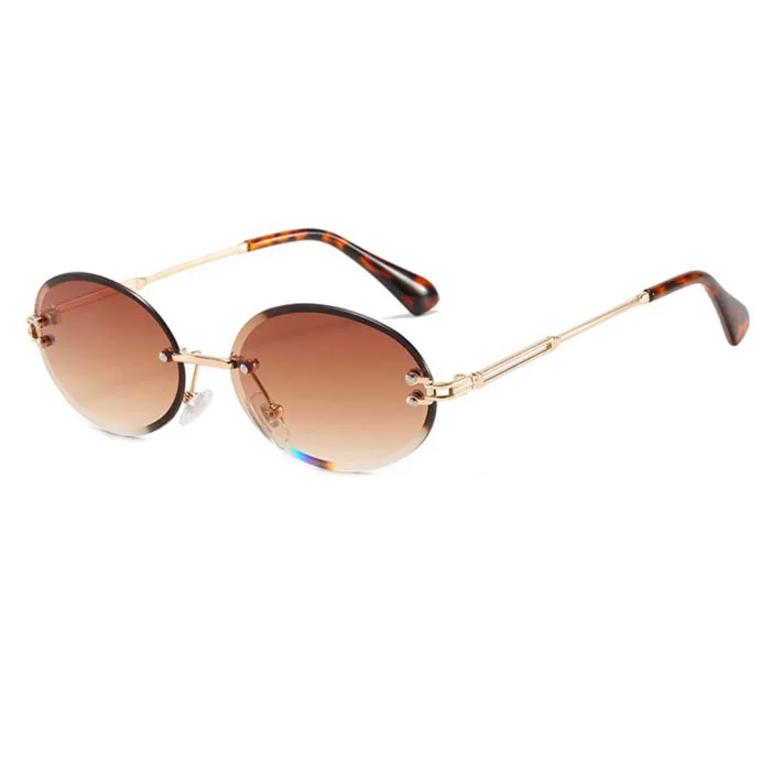 

cheap Ready to ship 2022 Vintage retro Sun glasses Men Women fashion Oval Rimless Sunglasses