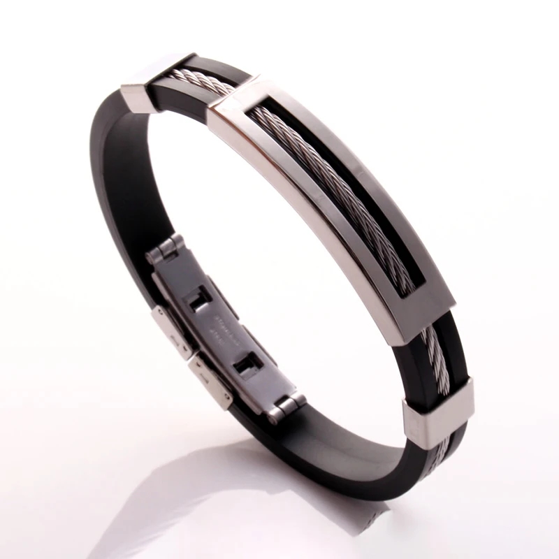 

XuQian Charm Jewelry Wholesale Punk Cool Men PVC Leather Bracelets for Male, Customized color