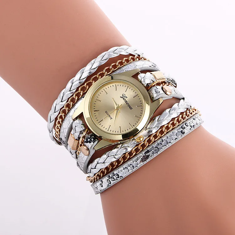 

Amazon hot style fashion ladies woven snake pattern winding bracelet watch trend quartz watch, Picture shows