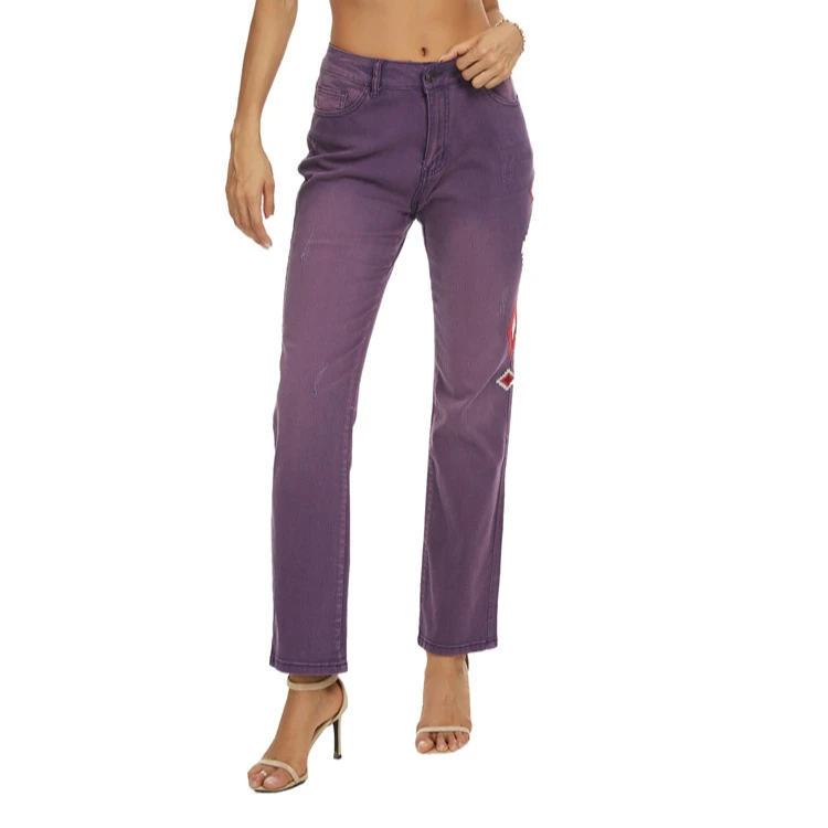 

women hot sell trouser 2020 high waisted purple skinny casual jeans trousers, Multi