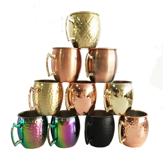 

Drinkware Professional wine Cup Vodka Mugs Stainless Steel Copper Moscow Mule beer vodka Hammer whiskey cup, Customized
