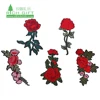 Promotion unique polyester Sew-On heat transfer towel chenille 3d logo fabric rose flower floral design embroidery patch custom