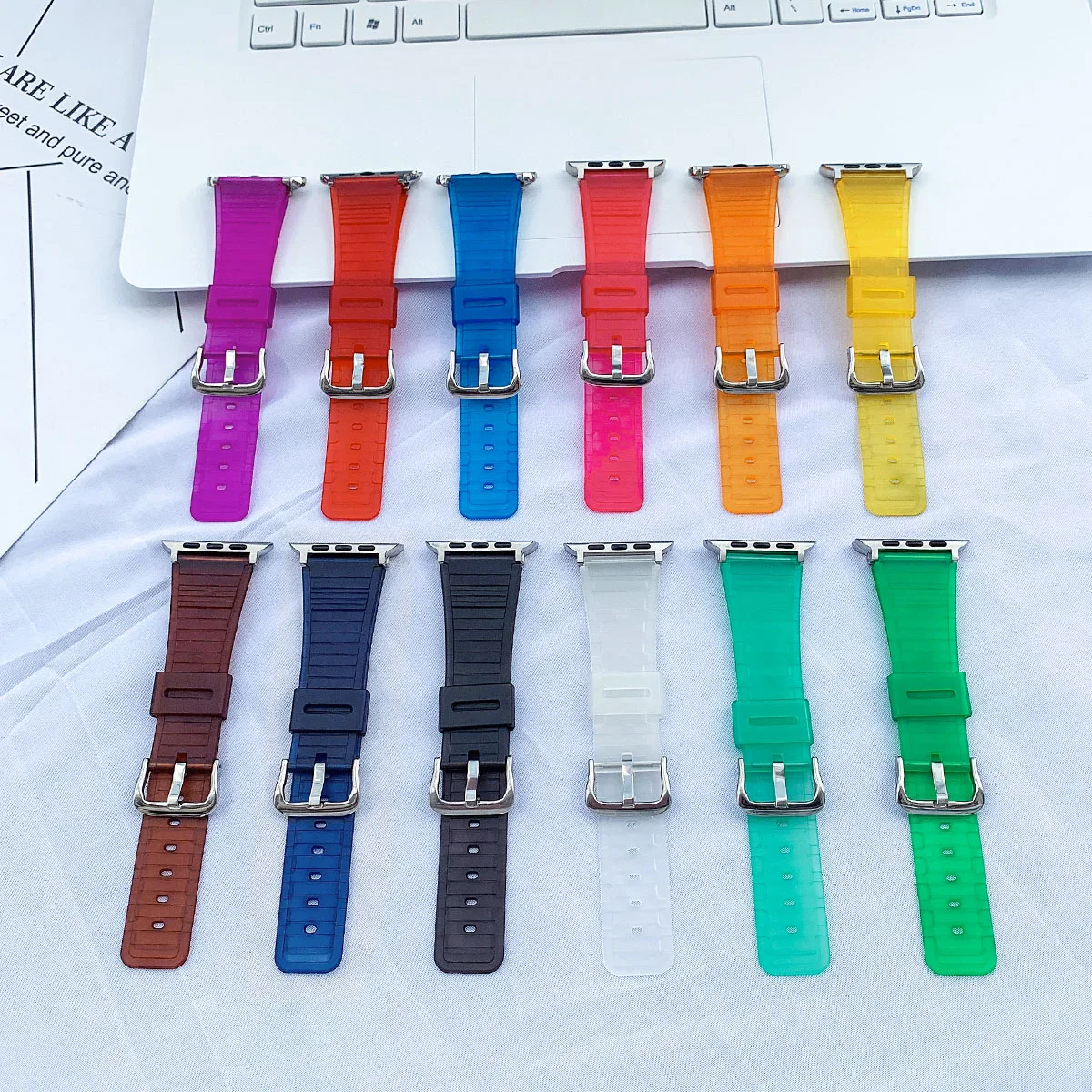 

Multicolor Silicone TPU Replacement Wrist Straps with Metal Buckle Watch Strap Loop Bracelet for iWatch Band 38 40 42 44 mm, Multi-color optional