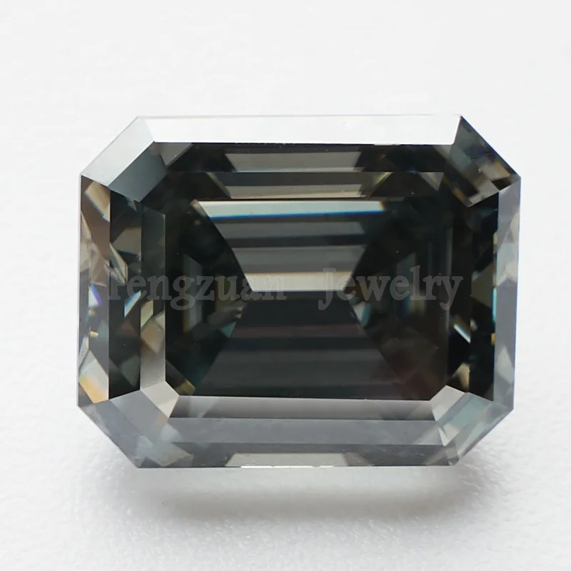 

Emerald cut Moissanite Lab Grown Diamond Gray Color moissanite Wholesale Price Synthetic Fancy cut Moissanite with certificate