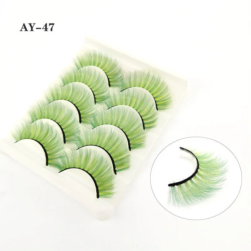 

2021 New 100% color eyelashes extension mixbox handmade crulty free colored faux mink eyelash