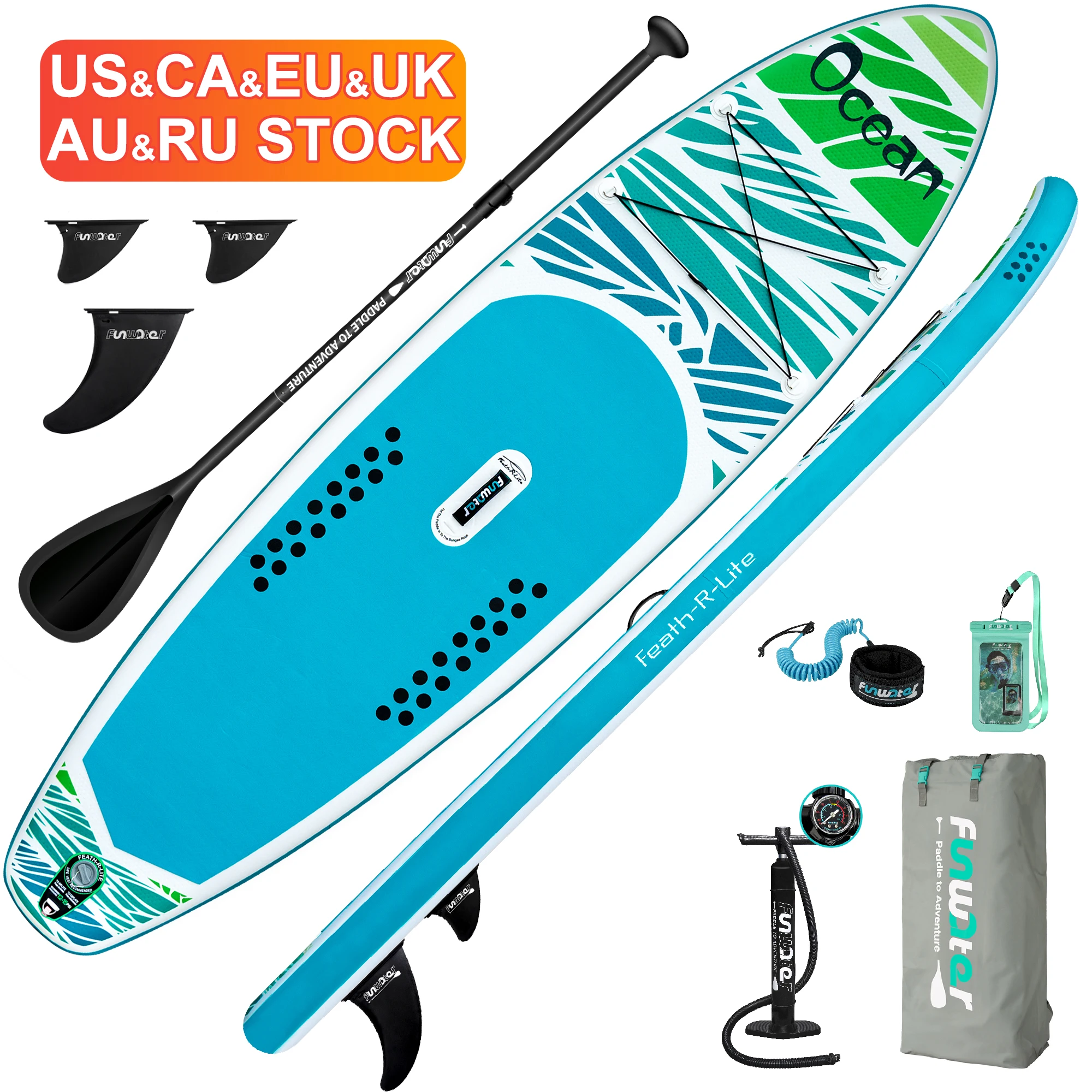 

FUNWATER Dropshipping OEM 10'6" Blue Supboard standup surf inflatable stand up paddle board sub wholesale sup paddel board isup
