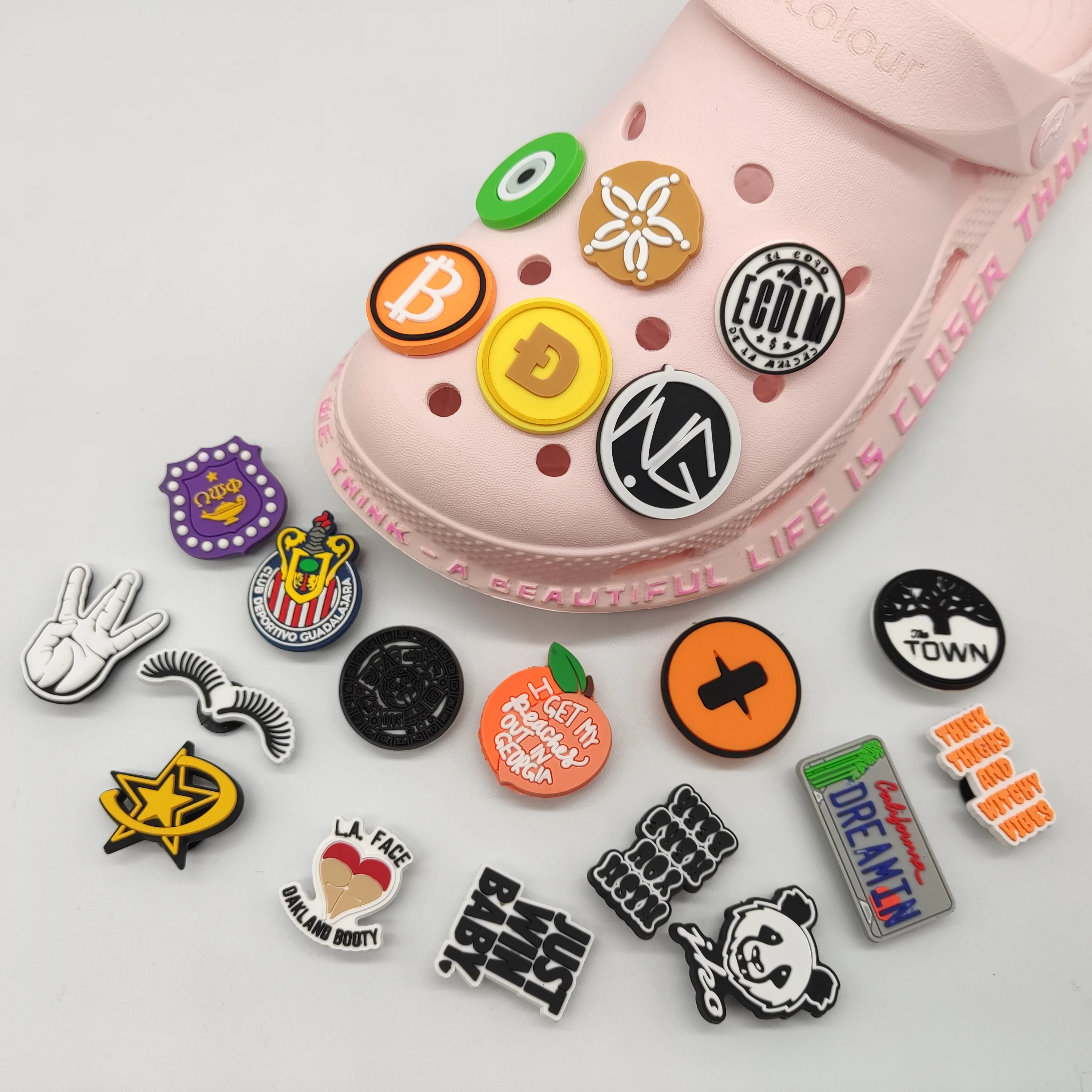 

Factory direct sales croc charms custom logo wholesale PVC new decor shoes buckle croc shoe charms