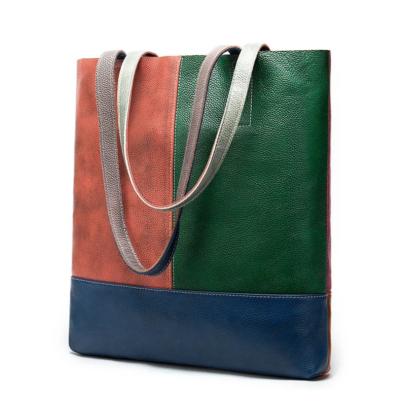 

drop shipping cowhide fashion Genuine Leather Women Soft Totes Shoulder Handbags