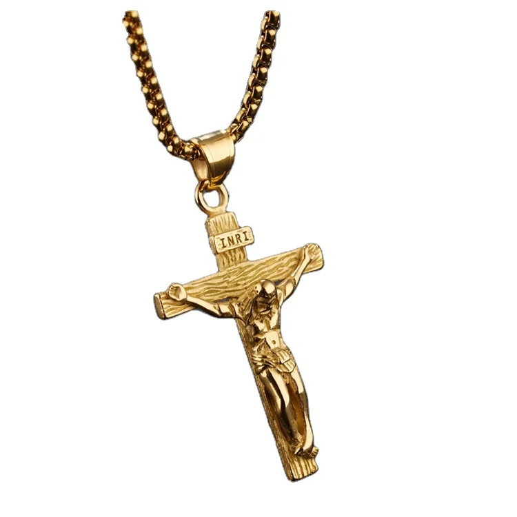 

316L Stainless SteelYellow Gold Cross Pendant Stainless Steel Necklace for Men Gold Cross Necklace for Men, Yellow gold