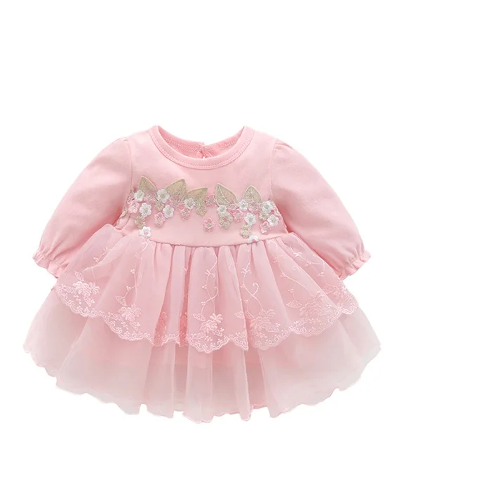 

Spring And Autumn Baby Girl Lace Princess Dress Baby Dresses Newborn Baby Clothes Clothing, White, pink