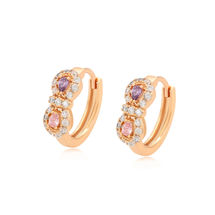 

S00033977 Xuping Jewelry Fine Purple and pink diamond 18K gold Lady Charm high-end sense ear clip earrings