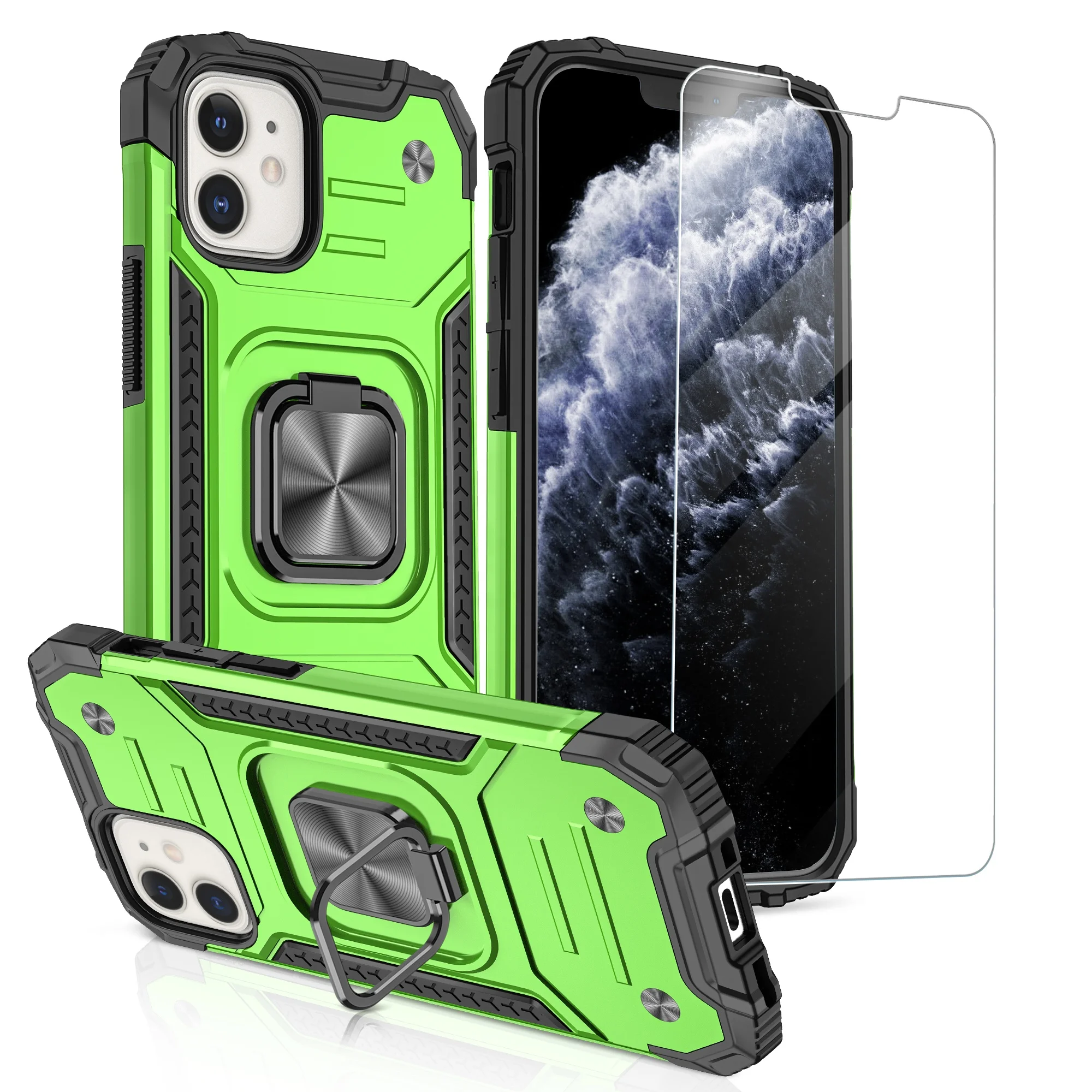 

Phone Case Military Grade for iPhone 12 Mobile Phone Case with Tempered Glass Screen Protector Back Cover for iPhone 12 Pro, Multi colors