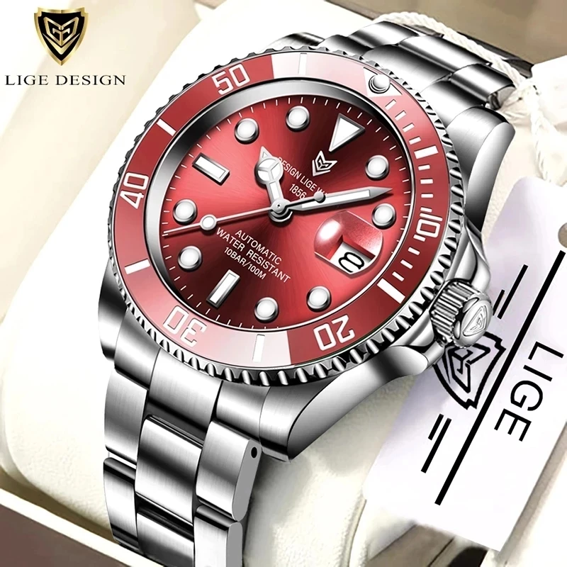 

2021 Red Men Watches Top Brand Luxury Sapphire Watch Waterproof Automatic Mechanical Watch Mens Fashion Sport 316L Steel Clock