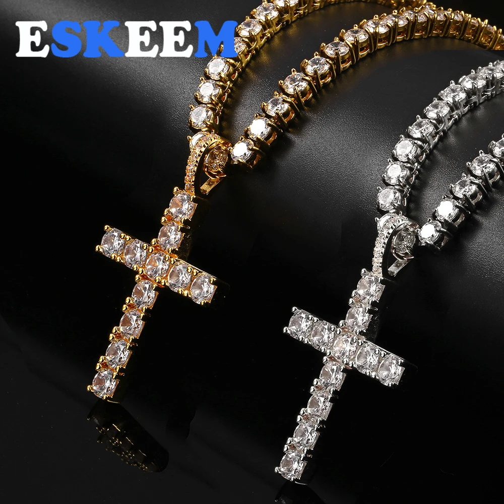 

Eskeem Factory Wholesale HipHop Jewelry Christian Jesus Cross Solid Pendant Necklace AAA Zircon Cross Pendant for Sale, Picture