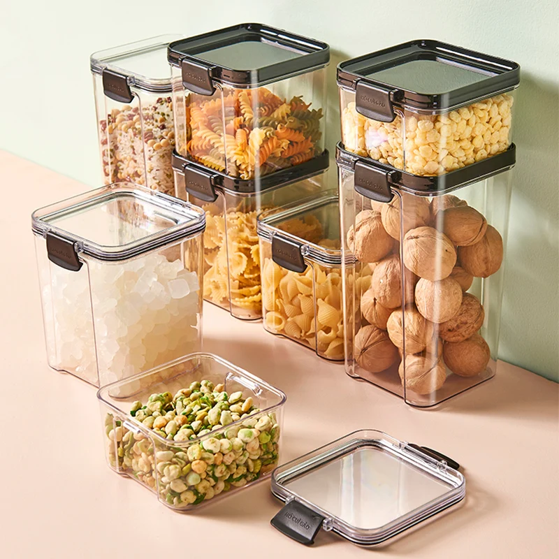 

moisture-proof Cereal Bean Sealed Jar Cereal Dispenser Nut box Transparent Sealed Cans, White,black,blue,green,yellow