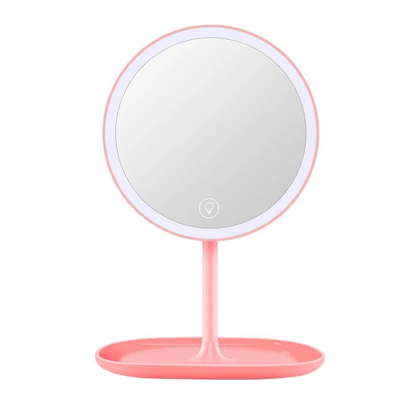 

Built-in Rechargeable 1000mah Lithium Battery LED Makeup Wall Clear Mirror with Storage Base, White/pink/red/customized