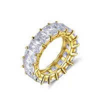 

RINNTIN OR146 Woman Jewelry Zircon Gold Plated Eternity Wedding Rings