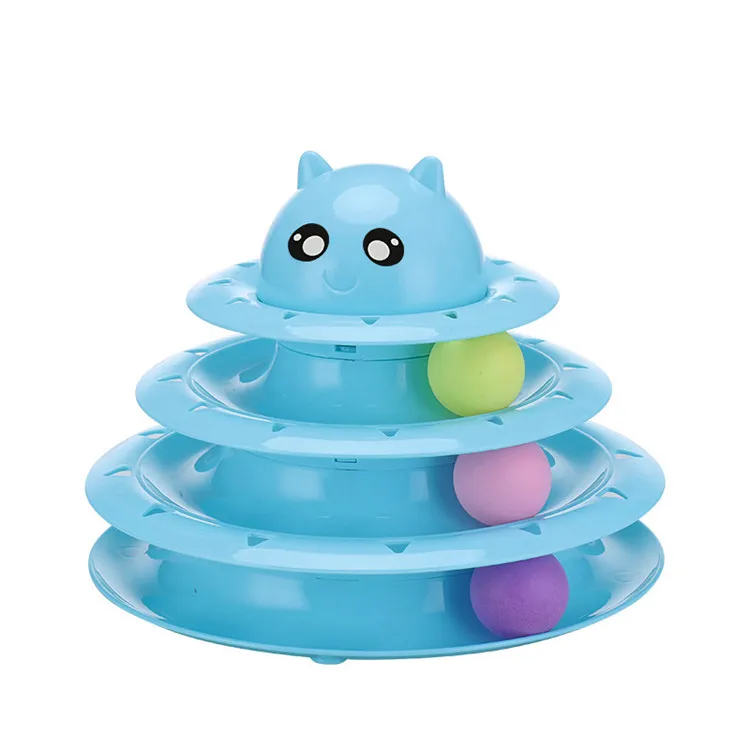 

Amazon Hot Sell New Pet Supplies Cat Interactive Toy Three-layer Round Cat Turntable With Ball Cat Fun Toy