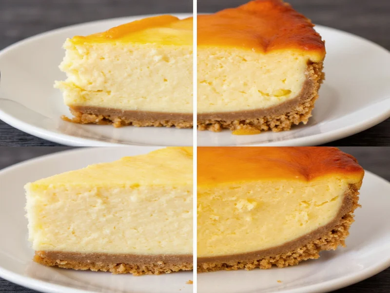 Comparison of perfect versus flawed homemade cheesecake slices